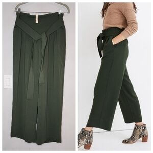 NWT Madewell Lrg Tall Tie-Waist Huston Pull-On Crop Pants Forest Green Size LT